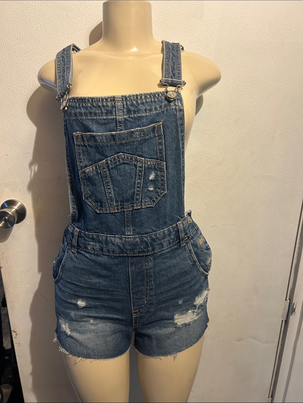 Divided Denim Short Overalls Romper - Blue